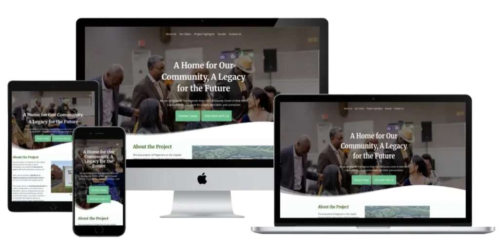 Mobile screenshot of the Nigeria House by ANCD website, a hub for culture, connection, and growth