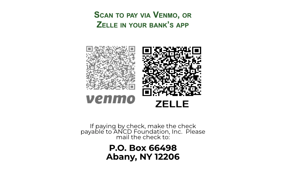 Venmo and Zelle QR Codes as ANCD Payment Options